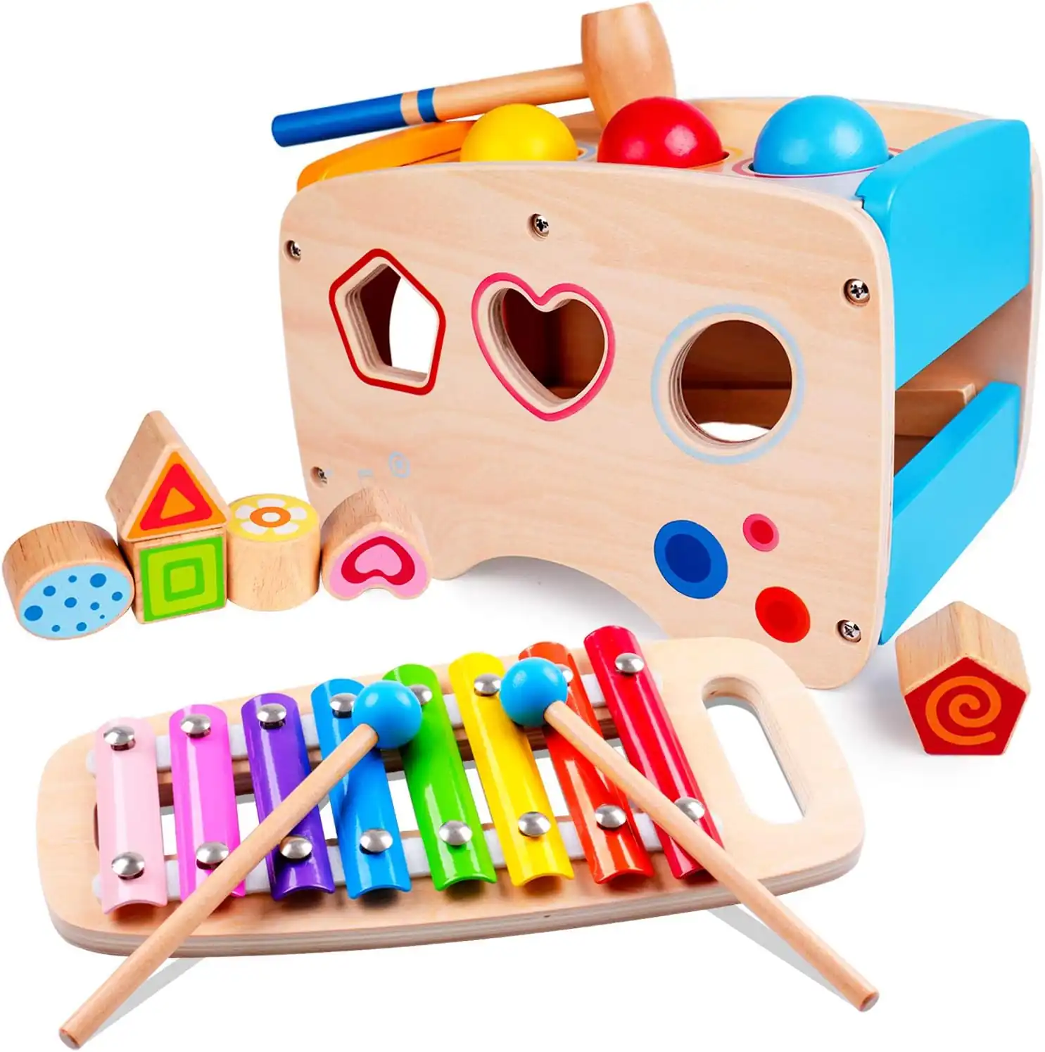 Juguete Rolimate musical con percusión de madera para niños de 1 a 4 años