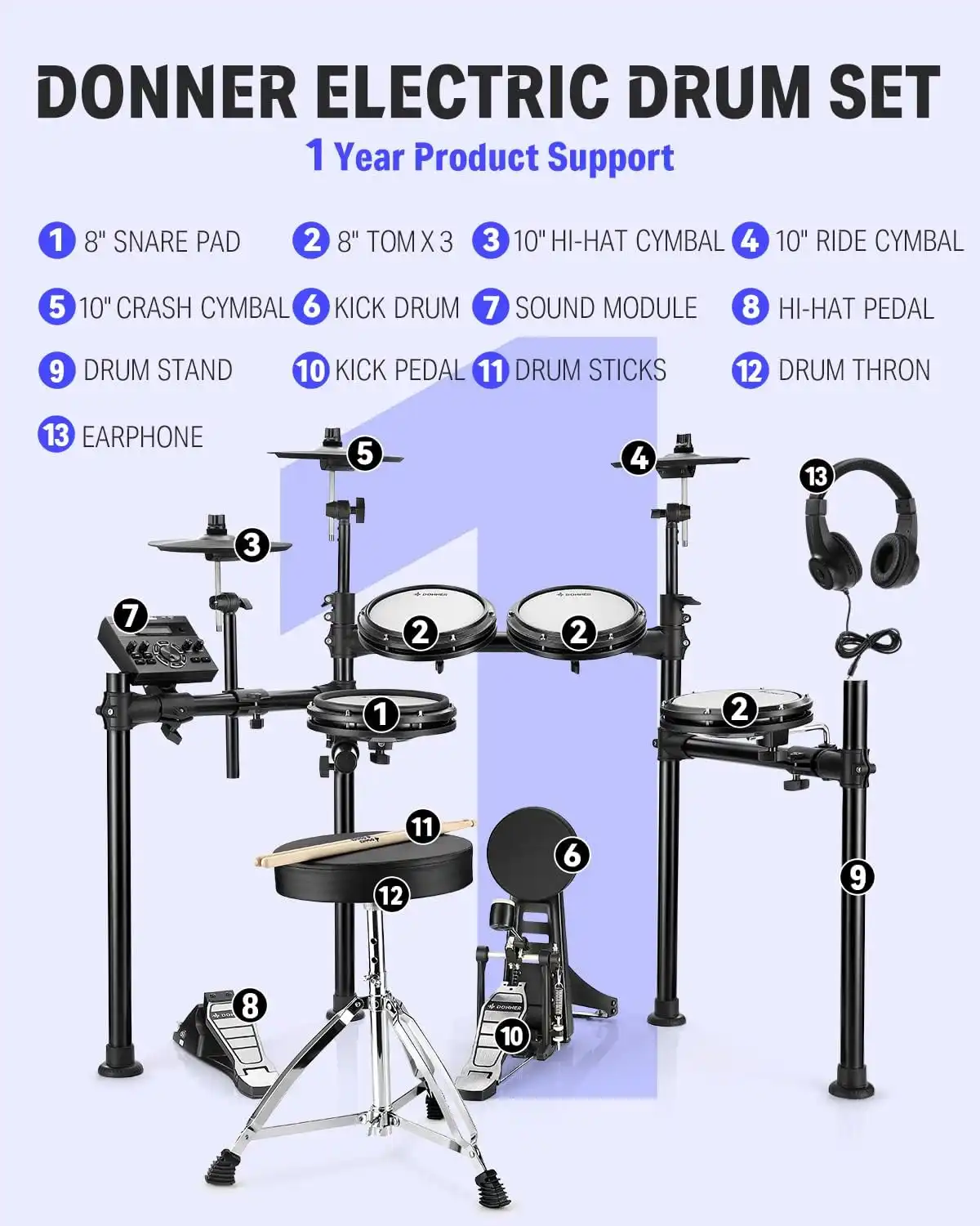 batería donner ded-200 drum set